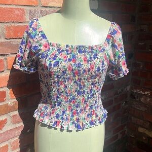 Miami Floral Smocked Top size Medium